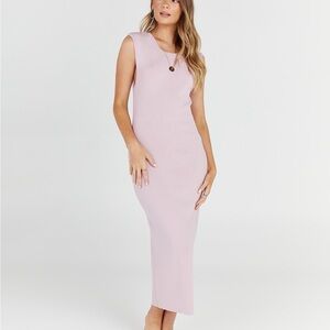 Legoe Heritage Tan Mauve Crepe Knit Resort Maxi Dress Maternity Postpartum